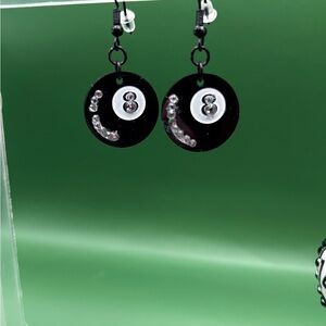 Black and White 8 Ball Earrings